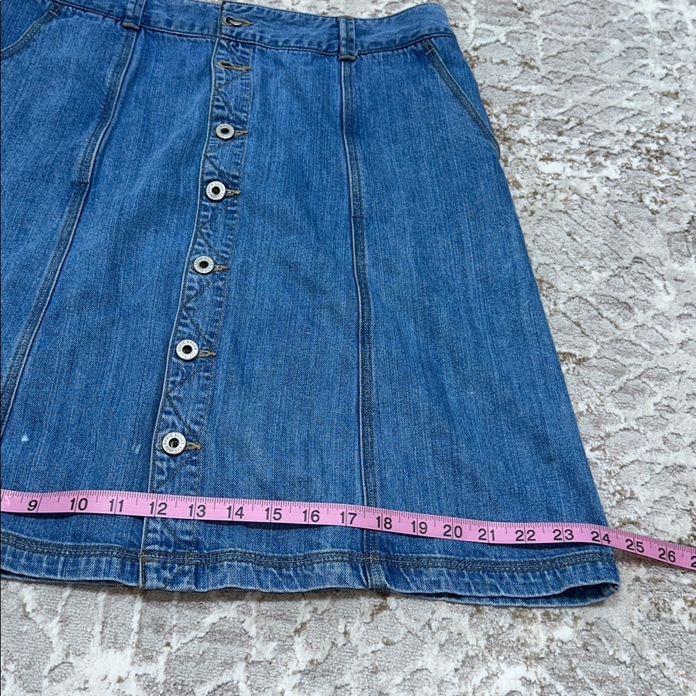 Eddie Bauer Medium Blue Denim A-Line Button-Front Skirt - Picture 8 of 9